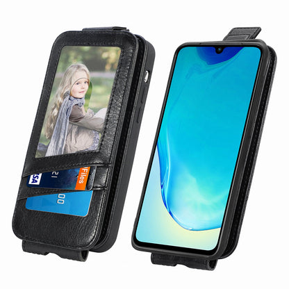 vivo V25 Zipper Wallet Case - Vertical Flip Leather Phone Cover with Multiple Card Slots and Stand