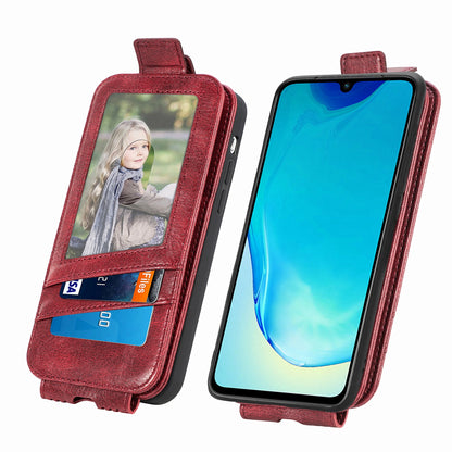 vivo V25 Zipper Wallet Case - Vertical Flip Leather Phone Cover with Multiple Card Slots and Stand