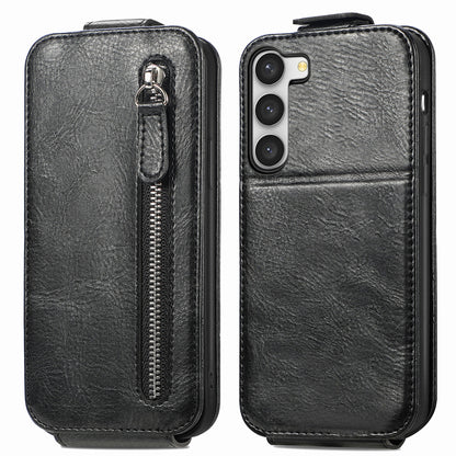 Samsung Galaxy S23+ 5G Zipper Wallet Case - Vertical Flip Leather Phone Cover with Multiple Card Slots and Stand