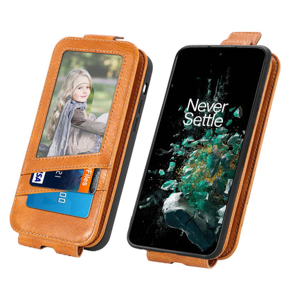 OnePlus 10T Zipper Wallet Case - Vertical Flip Leather Phone Cover with Multiple Card Slots and Stand