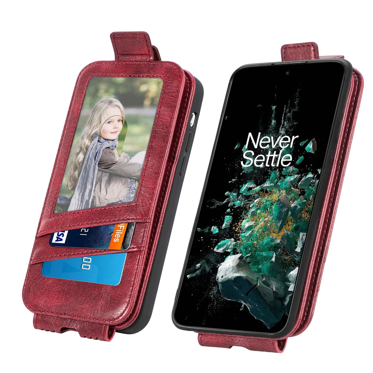 OnePlus 10T Zipper Wallet Case - Vertical Flip Leather Phone Cover with Multiple Card Slots and Stand