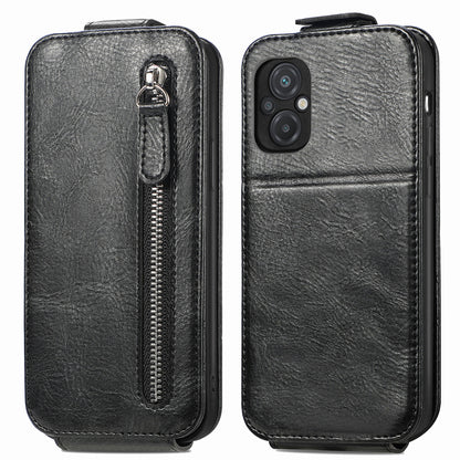 Xiaomi Poco M5 Zipper Wallet Case - Vertical Flip Leather Phone Cover with Multiple Card Slots and Stand