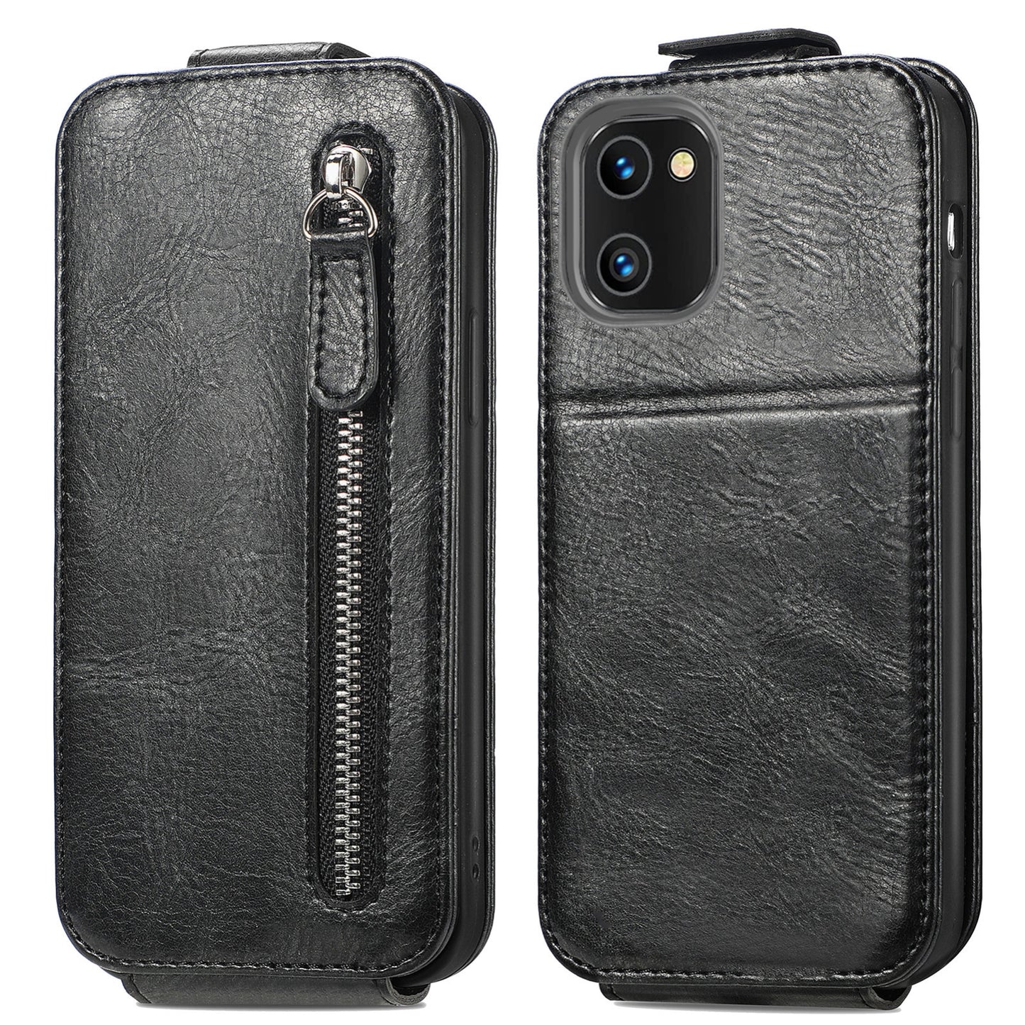 UMIDIGI A13S Zipper Wallet Case - Vertical Flip Leather Phone Cover with Multiple Card Slots and Stand