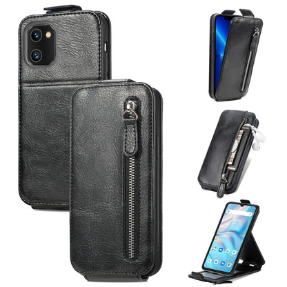 UMIDIGI A13S Zipper Wallet Case - Vertical Flip Leather Phone Cover with Multiple Card Slots and Stand