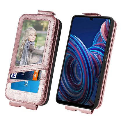 ZTE Blade A72 4G Zipper Wallet Case - Vertical Flip Leather Phone Cover with Multiple Card Slots and Stand