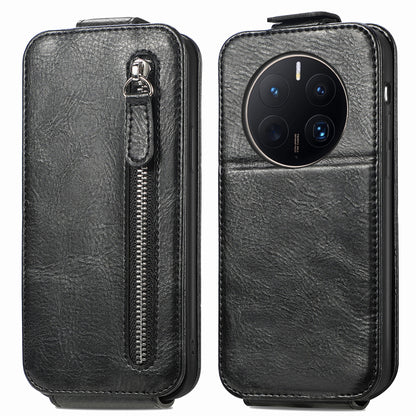 Huawei Mate 50 Pro Zipper Wallet Case - Vertical Flip Leather Phone Cover with Multiple Card Slots and Stand