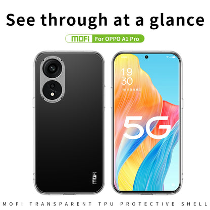 OPPO A1 Pro Clear TPU Case - Ultra-Thin, Shockproof, Anti-Yellowing Transparent Soft Protective Cover with Precise Cutouts, Scratch Resistance & Lightweight Design