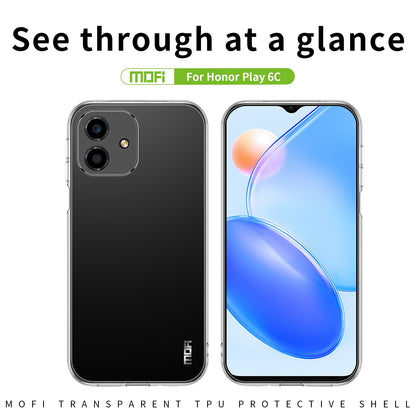 Honor Play 6C Clear TPU Case - Ultra-Thin, Shockproof, Anti-Yellowing Transparent Soft Protective Cover with Precise Cutouts, Scratch Resistance & Lightweight Design