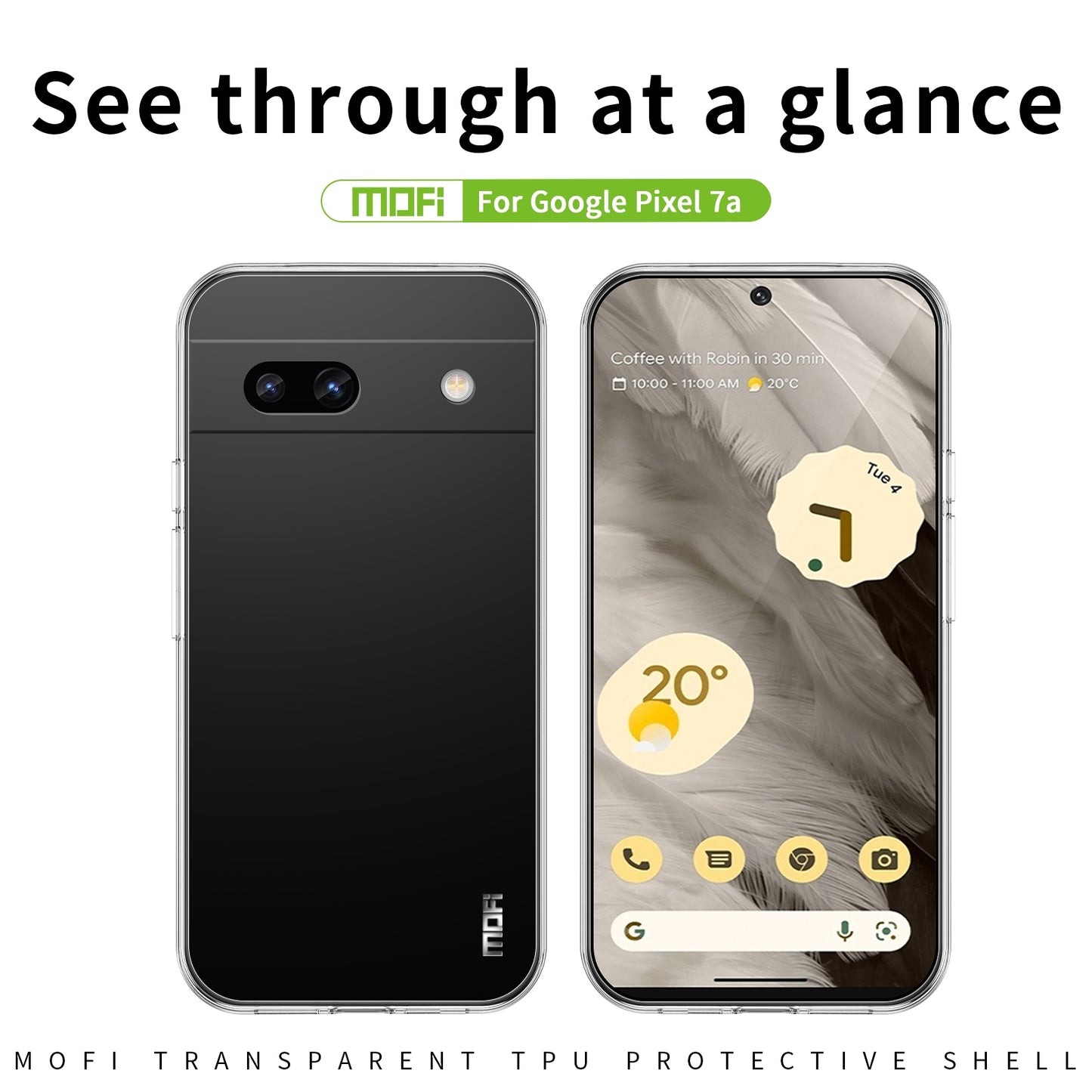 Google Pixel 7A Clear TPU Case - Ultra-Thin, Shockproof, Anti-Yellowing Transparent Soft Protective Cover with Precise Cutouts, Scratch Resistance & Lightweight Design
