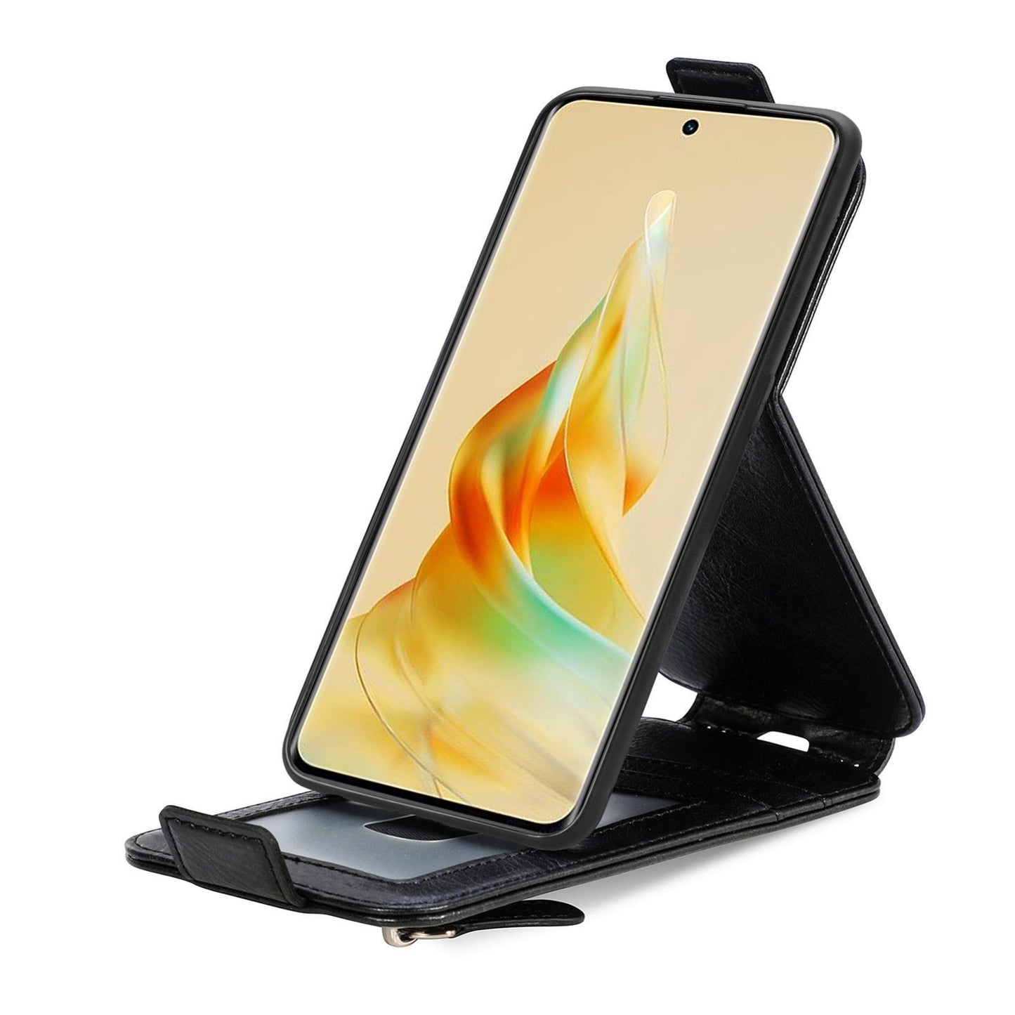 Oppo Reno8 T 5G Zipper Wallet Case - Vertical Flip Leather Phone Cover with Multiple Card Slots and Stand