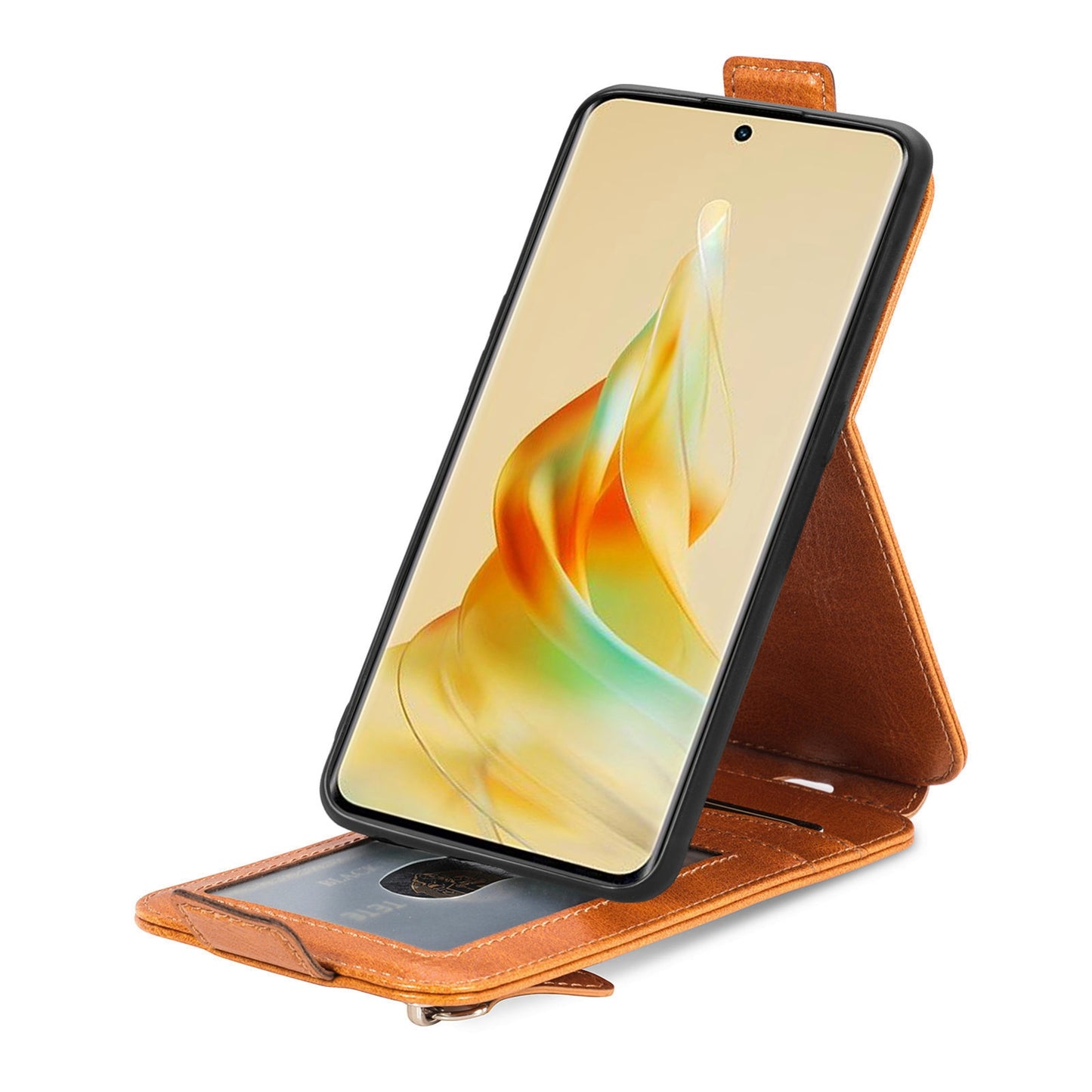 Oppo Reno8 T 5G Zipper Wallet Case - Vertical Flip Leather Phone Cover with Multiple Card Slots and Stand