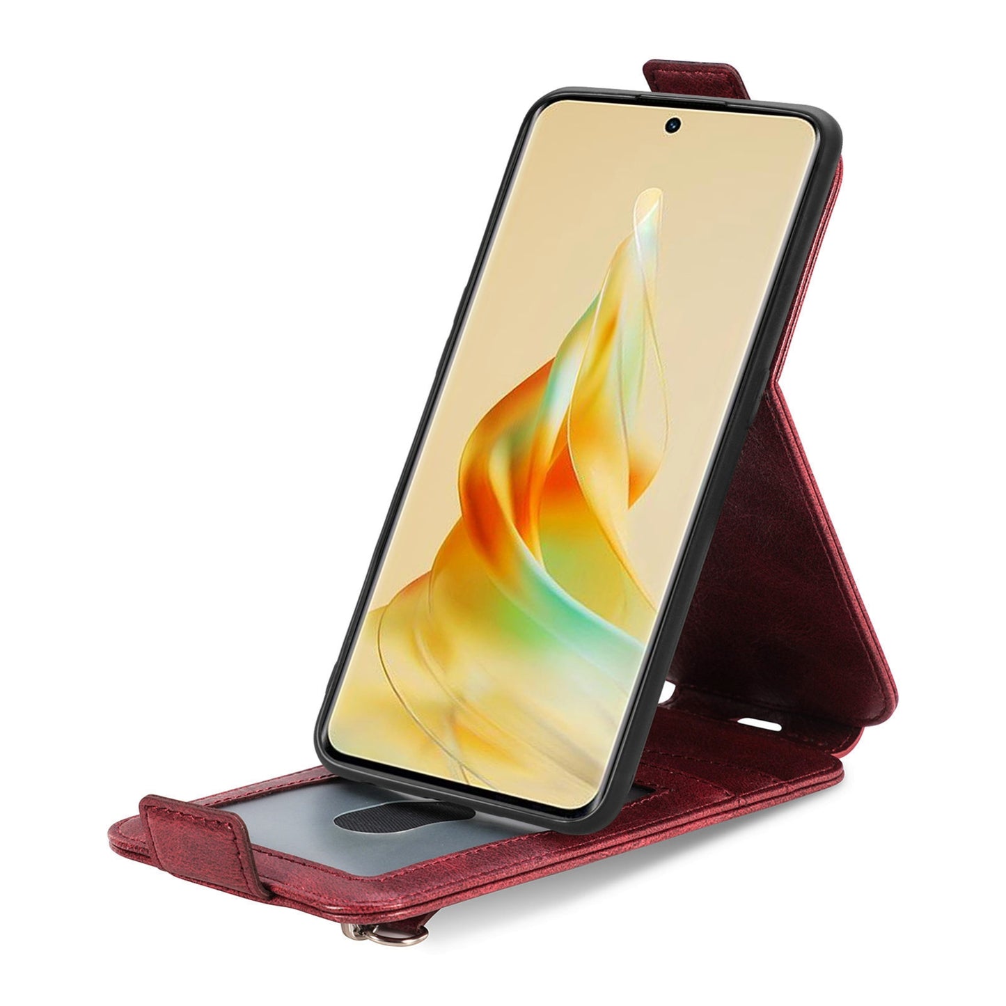 Oppo Reno8 T 5G Zipper Wallet Case - Vertical Flip Leather Phone Cover with Multiple Card Slots and Stand
