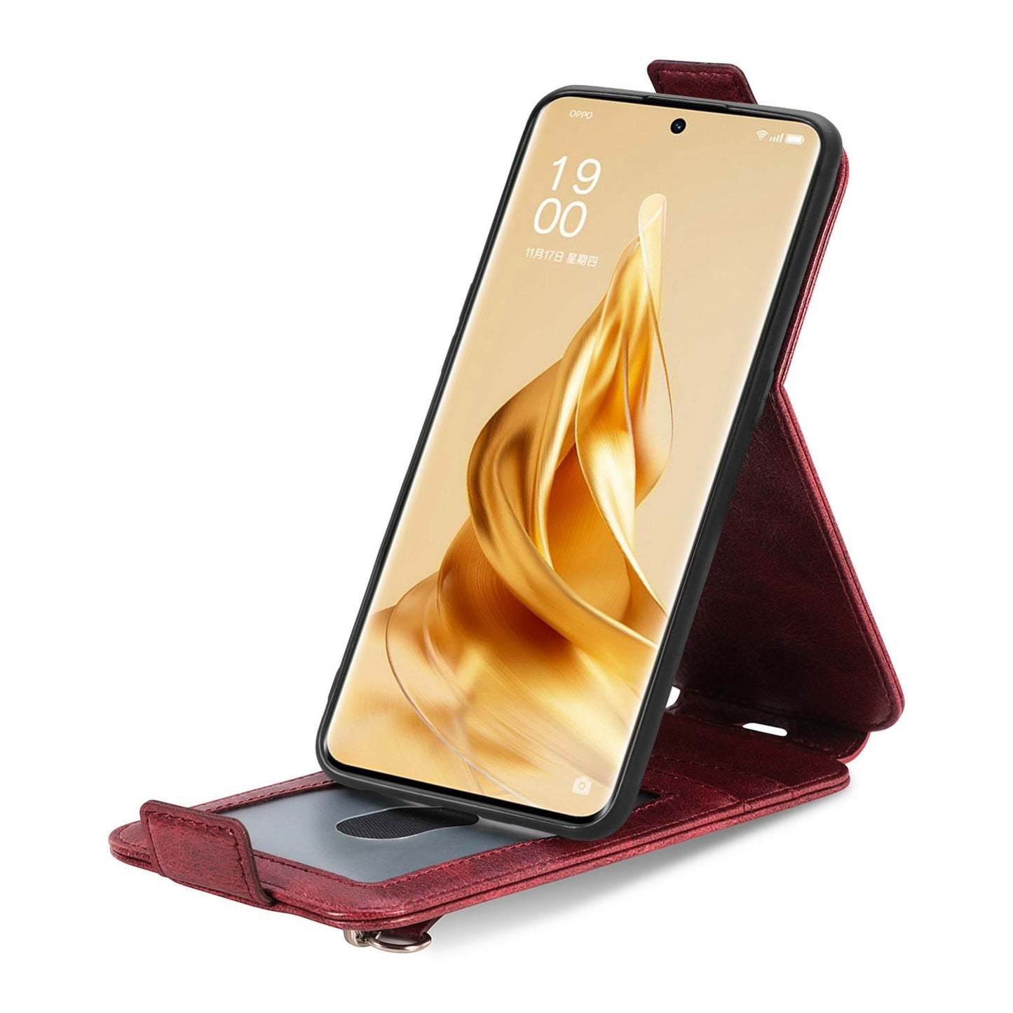 OPPO Reno9 Zipper Wallet Case - Vertical Flip Leather Phone Cover with Multiple Card Slots and Stand