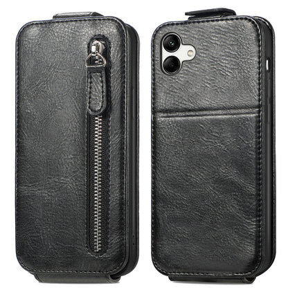 Samsung Galaxy A04 Zipper Wallet Case - Vertical Flip Leather Phone Cover with Multiple Card Slots and Stand