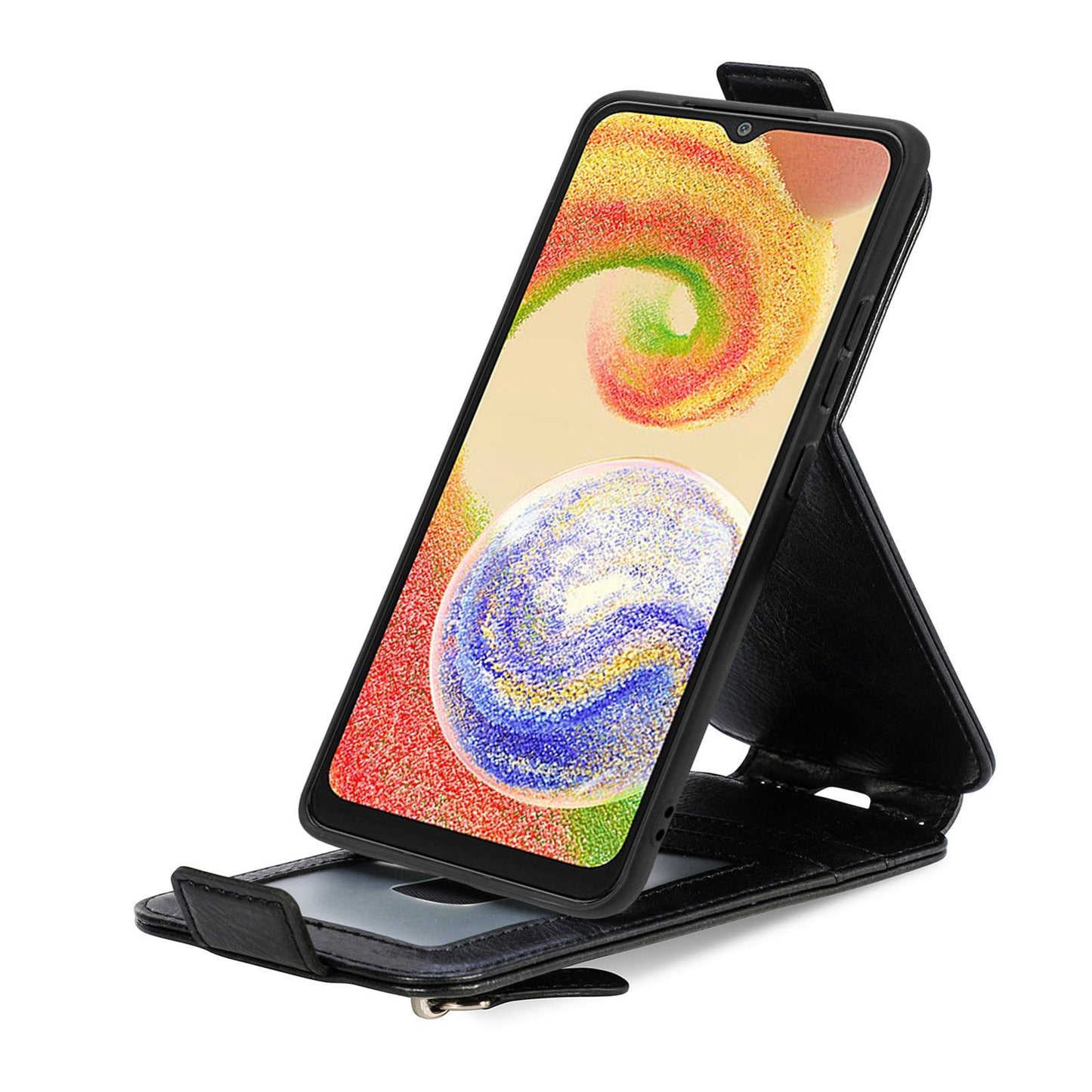 Samsung Galaxy A04 Zipper Wallet Case - Vertical Flip Leather Phone Cover with Multiple Card Slots and Stand