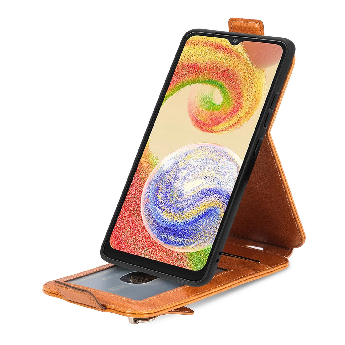 Samsung Galaxy A04 Zipper Wallet Case - Vertical Flip Leather Phone Cover with Multiple Card Slots and Stand
