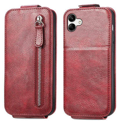 Samsung Galaxy A04 Zipper Wallet Case - Vertical Flip Leather Phone Cover with Multiple Card Slots and Stand