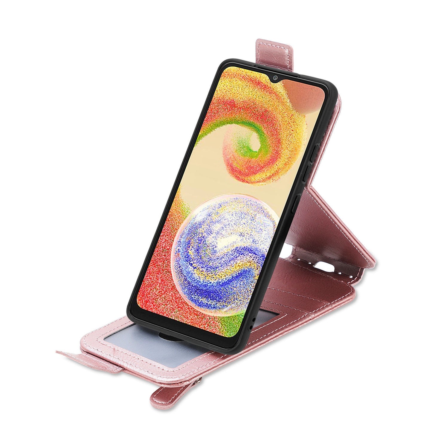 Samsung Galaxy A04 Zipper Wallet Case - Vertical Flip Leather Phone Cover with Multiple Card Slots and Stand