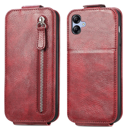 Samsung Galaxy A04e Zipper Wallet Case - Vertical Flip Leather Phone Cover with Multiple Card Slots and Stand