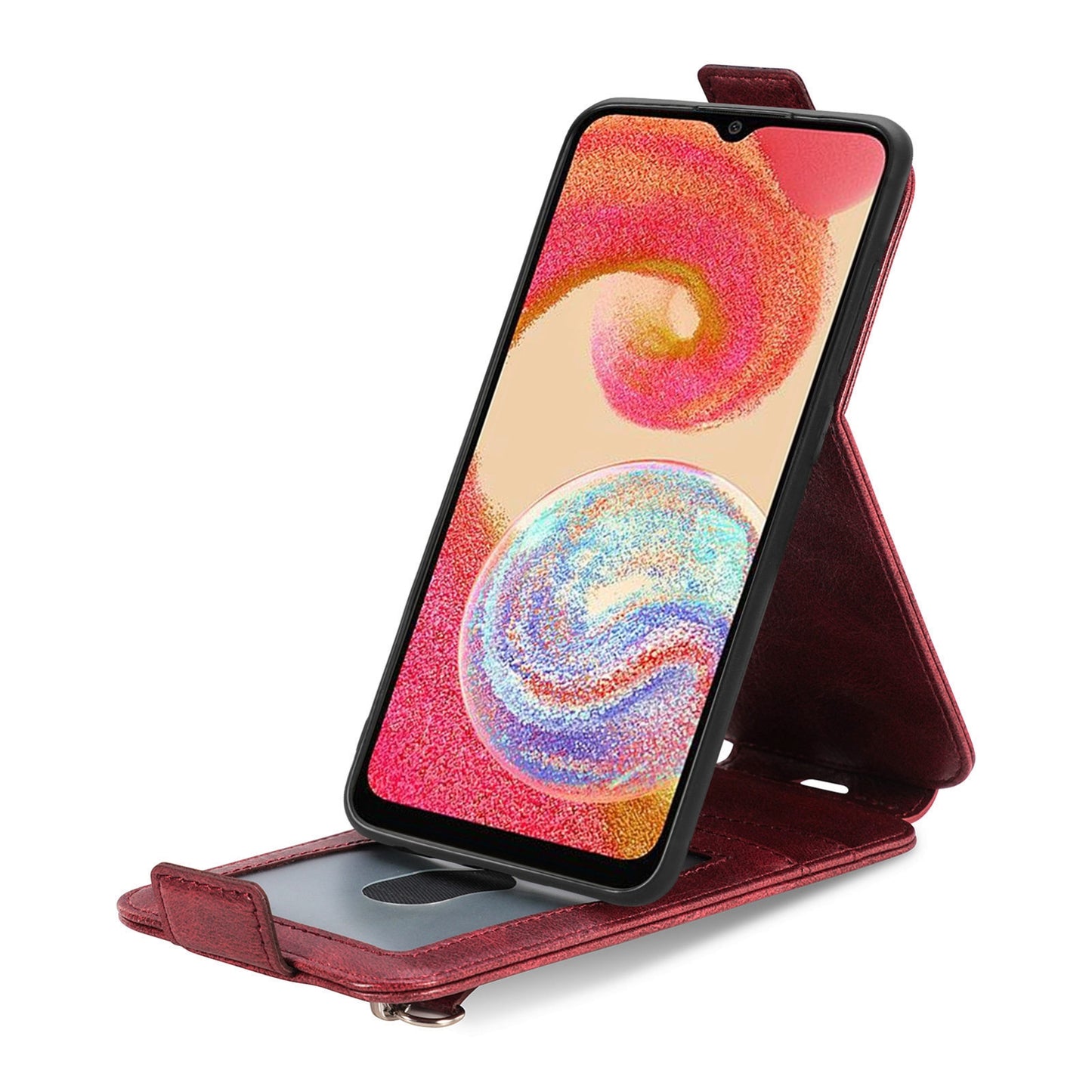 Samsung Galaxy A04e Zipper Wallet Case - Vertical Flip Leather Phone Cover with Multiple Card Slots and Stand