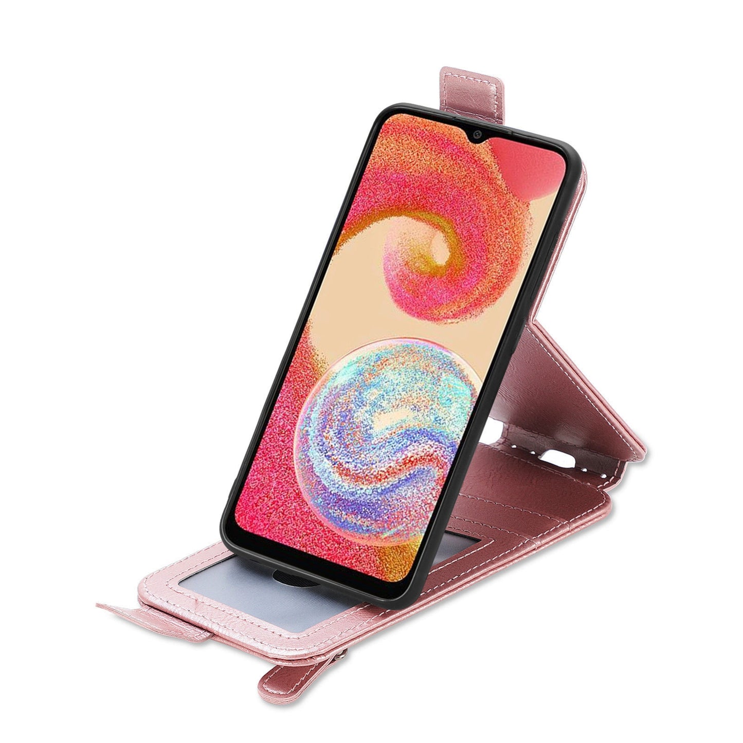 Samsung Galaxy A04e Zipper Wallet Case - Vertical Flip Leather Phone Cover with Multiple Card Slots and Stand