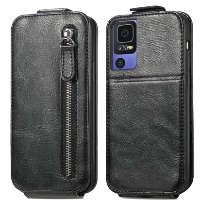 TCL 40 SE Zipper Wallet Case - Vertical Flip Leather Phone Cover with Multiple Card Slots and Stand