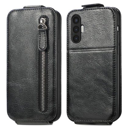 Tecno Pova 3 Zipper Wallet Case - Vertical Flip Leather Phone Cover with Multiple Card Slots and Stand