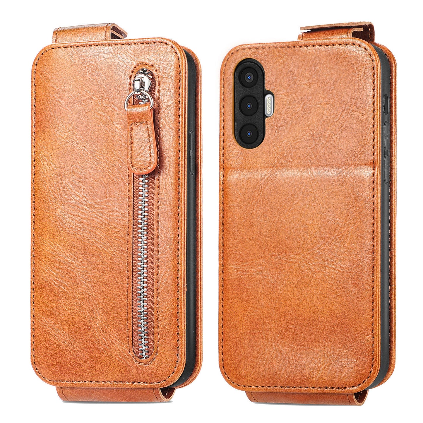 Tecno Pova 3 Zipper Wallet Case - Vertical Flip Leather Phone Cover with Multiple Card Slots and Stand