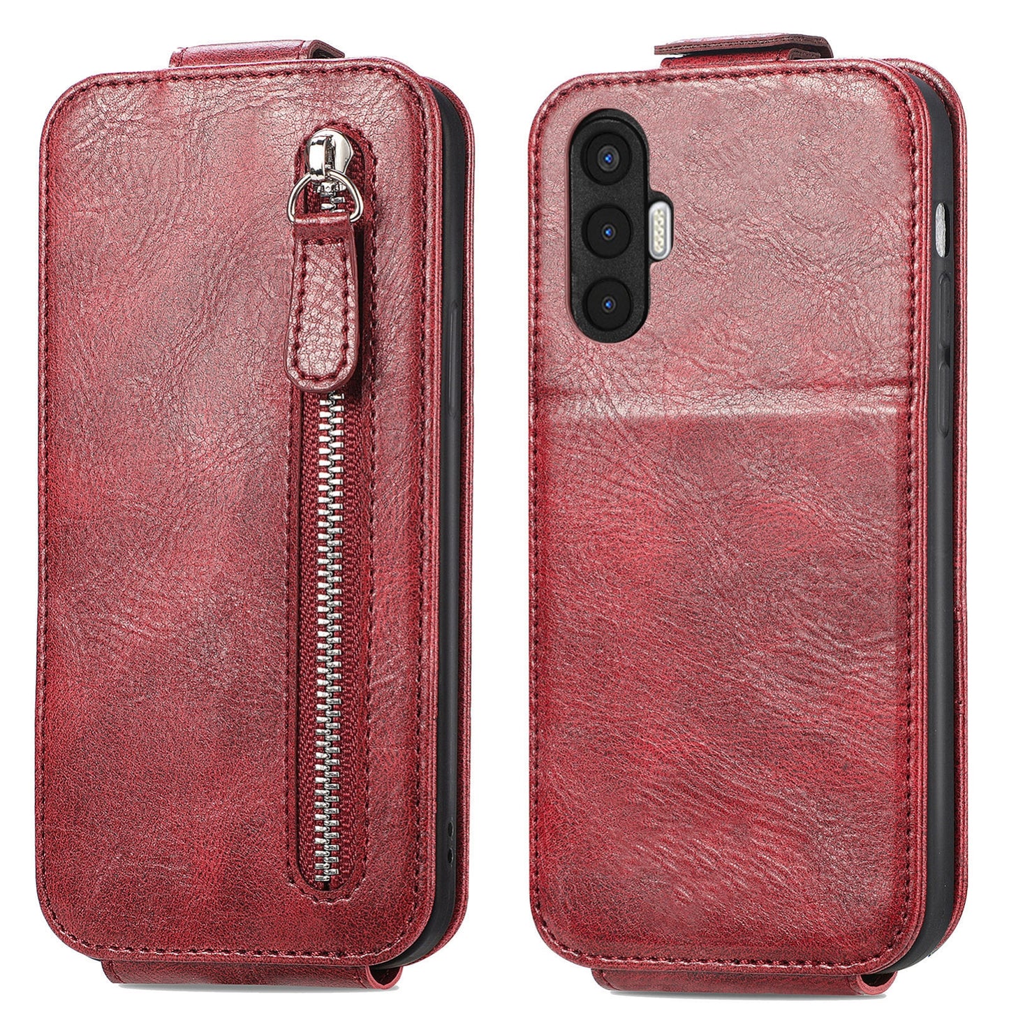 Tecno Pova 3 Zipper Wallet Case - Vertical Flip Leather Phone Cover with Multiple Card Slots and Stand