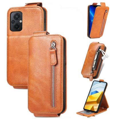 Xiaomi Redmi Note 12 Zipper Wallet Case - Vertical Flip Leather Phone Cover with Multiple Card Slots and Stand