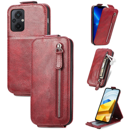 Xiaomi Redmi Note 12 Zipper Wallet Case - Vertical Flip Leather Phone Cover with Multiple Card Slots and Stand