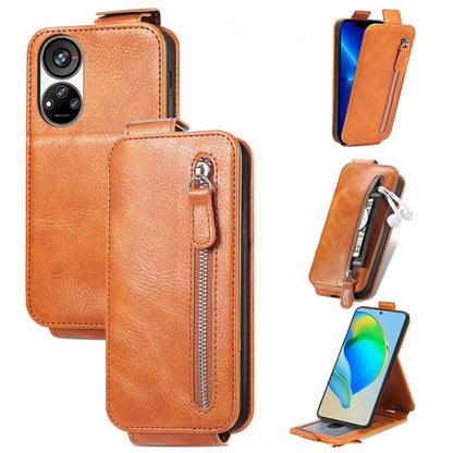 ZTE Blade V40s Zipper Wallet Case - Vertical Flip Leather Phone Cover with Multiple Card Slots and Stand