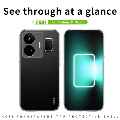 Realme GT Neo5 Clear TPU Case - Ultra-Thin, Shockproof, Anti-Yellowing Transparent Soft Protective Cover with Precise Cutouts, Scratch Resistance & Lightweight Design