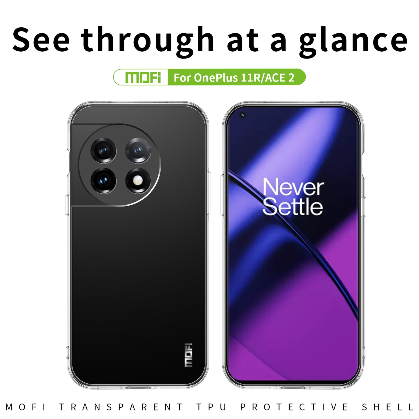 OnePlus Ace 2 Clear TPU Case - Ultra-Thin, Shockproof, Anti-Yellowing Transparent Soft Protective Cover with Precise Cutouts, Scratch Resistance & Lightweight Design