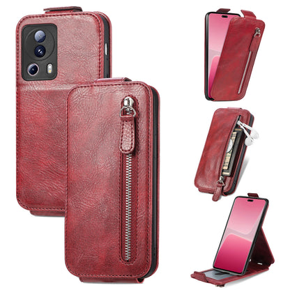 Xiaomi 13 Lite Zipper Wallet Case - Vertical Flip Leather Phone Cover with Multiple Card Slots and Stand