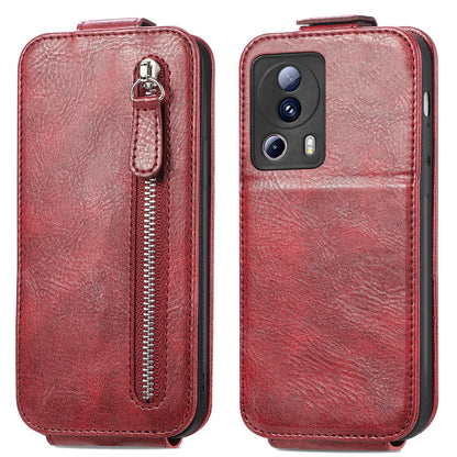 Xiaomi 13 Lite Zipper Wallet Case - Vertical Flip Leather Phone Cover with Multiple Card Slots and Stand