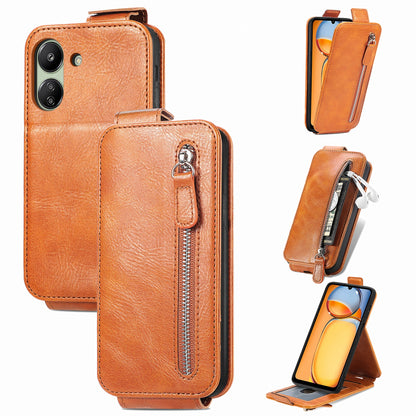 Xiaomi Redmi 13C 4G Zipper Wallet Case - Vertical Flip Leather Phone Cover with Multiple Card Slots and Stand