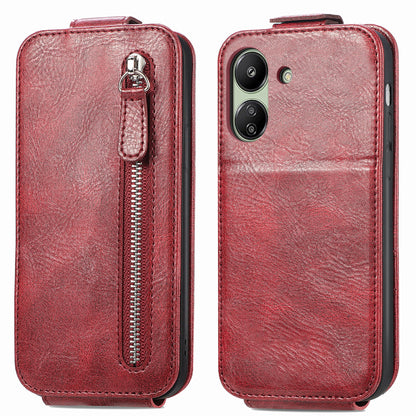 Xiaomi Redmi 13C 4G Zipper Wallet Case - Vertical Flip Leather Phone Cover with Multiple Card Slots and Stand