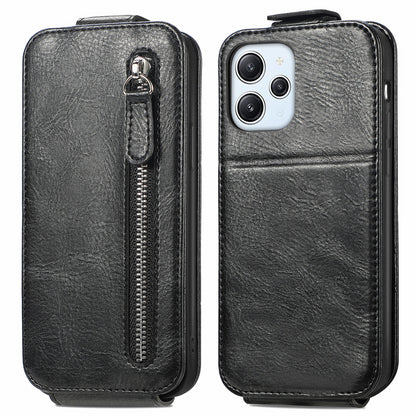 Xiaomi Redmi 12 4G Zipper Wallet Case - Vertical Flip Leather Phone Cover with Multiple Card Slots and Stand