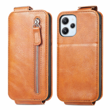 Xiaomi Redmi 12 4G Zipper Wallet Case - Vertical Flip Leather Phone Cover with Multiple Card Slots and Stand