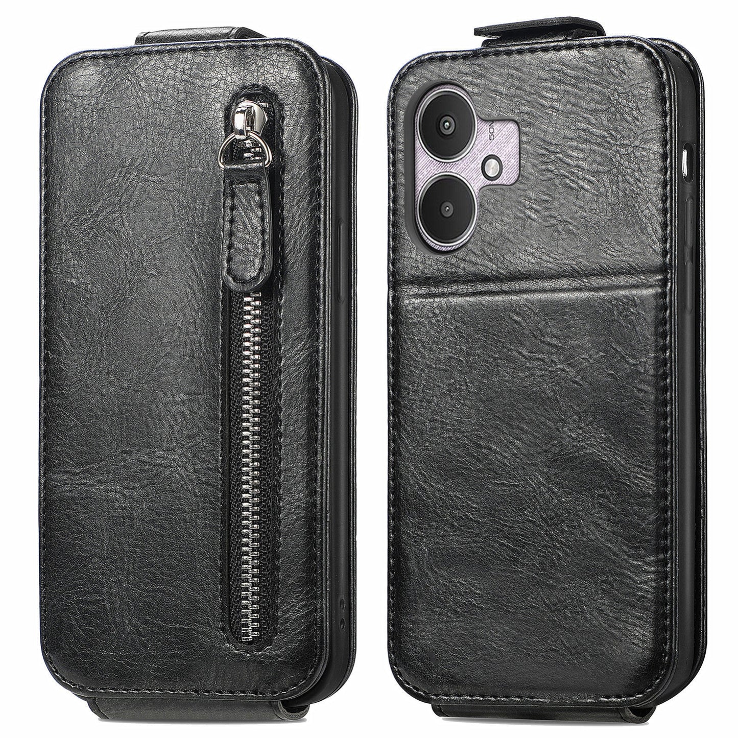 Xiaomi Redmi 13C 5G Zipper Wallet Case - Vertical Flip Leather Phone Cover with Multiple Card Slots and Stand