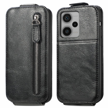 Xiaomi Redmi Note 12 Pro+ Zipper Wallet Case - Vertical Flip Leather Phone Cover with Multiple Card Slots and Stand