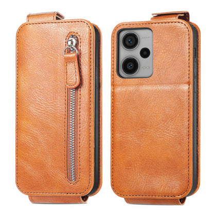 Xiaomi Redmi Note 12 Pro+ Zipper Wallet Case - Vertical Flip Leather Phone Cover with Multiple Card Slots and Stand