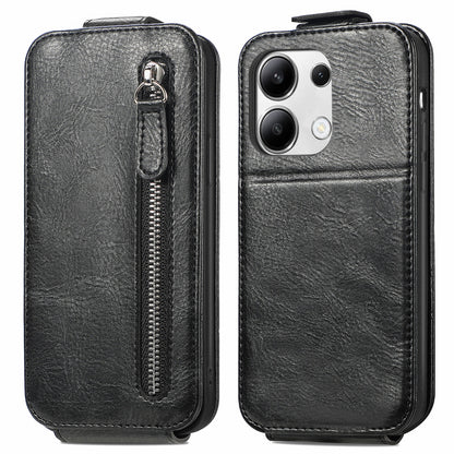 Xiaomi Redmi Note 13 4G Zipper Wallet Case - Vertical Flip Leather Phone Cover with Multiple Card Slots and Stand