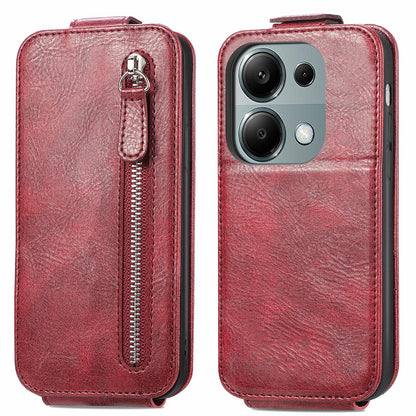 Xiaomi Redmi Note 13 Pro 4G Zipper Wallet Case - Vertical Flip Leather Phone Cover with Multiple Card Slots and Stand