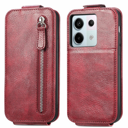 Xiaomi Redmi Note 13 Pro 5G Zipper Wallet Case - Vertical Flip Leather Phone Cover with Multiple Card Slots and Stand