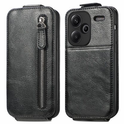 Xiaomi Redmi Note 13 Pro+ Zipper Wallet Case - Vertical Flip Leather Phone Cover with Multiple Card Slots and Stand