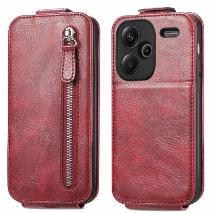 Xiaomi Redmi Note 13 Pro+ Zipper Wallet Case - Vertical Flip Leather Phone Cover with Multiple Card Slots and Stand