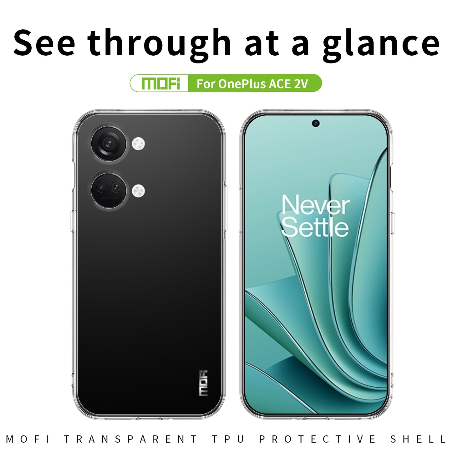 OnePlus Ace 2V Clear TPU Case - Ultra-Thin, Shockproof, Anti-Yellowing Transparent Soft Protective Cover with Precise Cutouts, Scratch Resistance & Lightweight Design