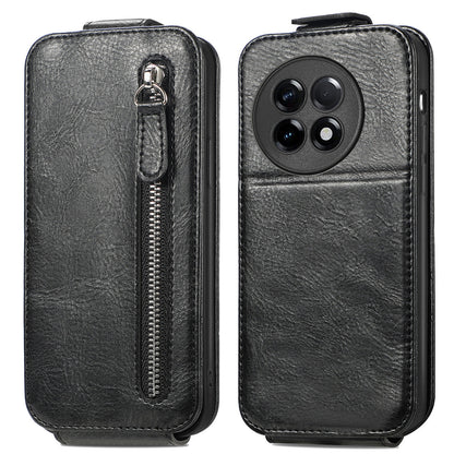 OnePlus Ace 2 Zipper Wallet Case - Vertical Flip Leather Phone Cover with Multiple Card Slots and Stand